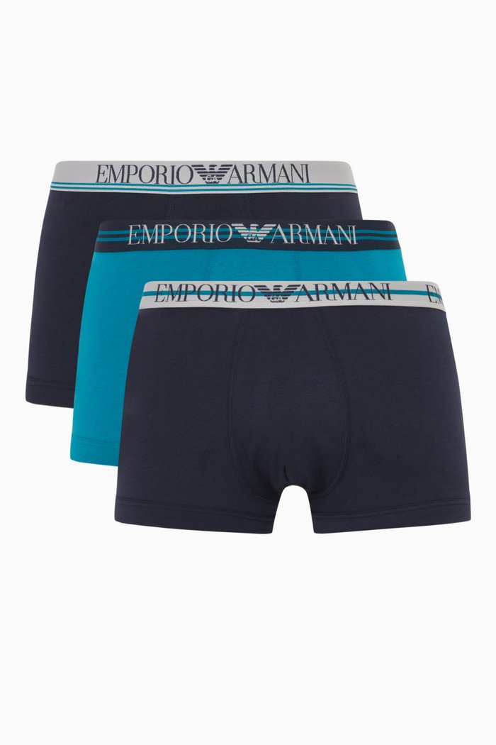 

Boxers in Cotton, Set of 3, Blue