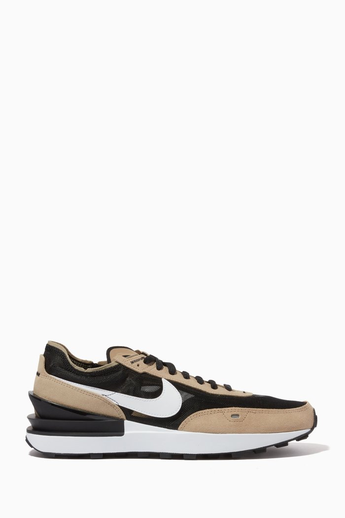 Waffle One Sneakers in Mesh & Suede, Neutral