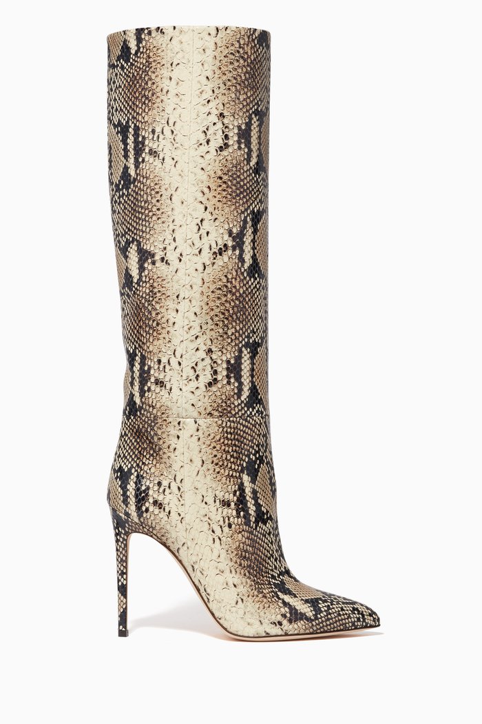 

Knee-high Boots in Python-embossed Leather, Neutral