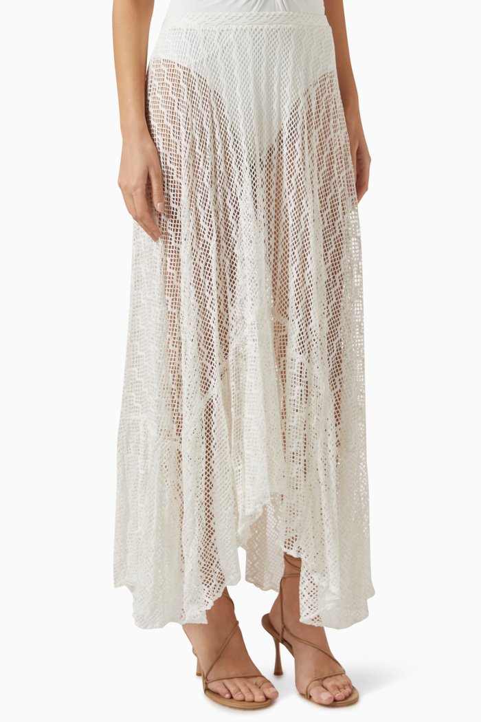 

Midi Beach Skirt in Lace, White