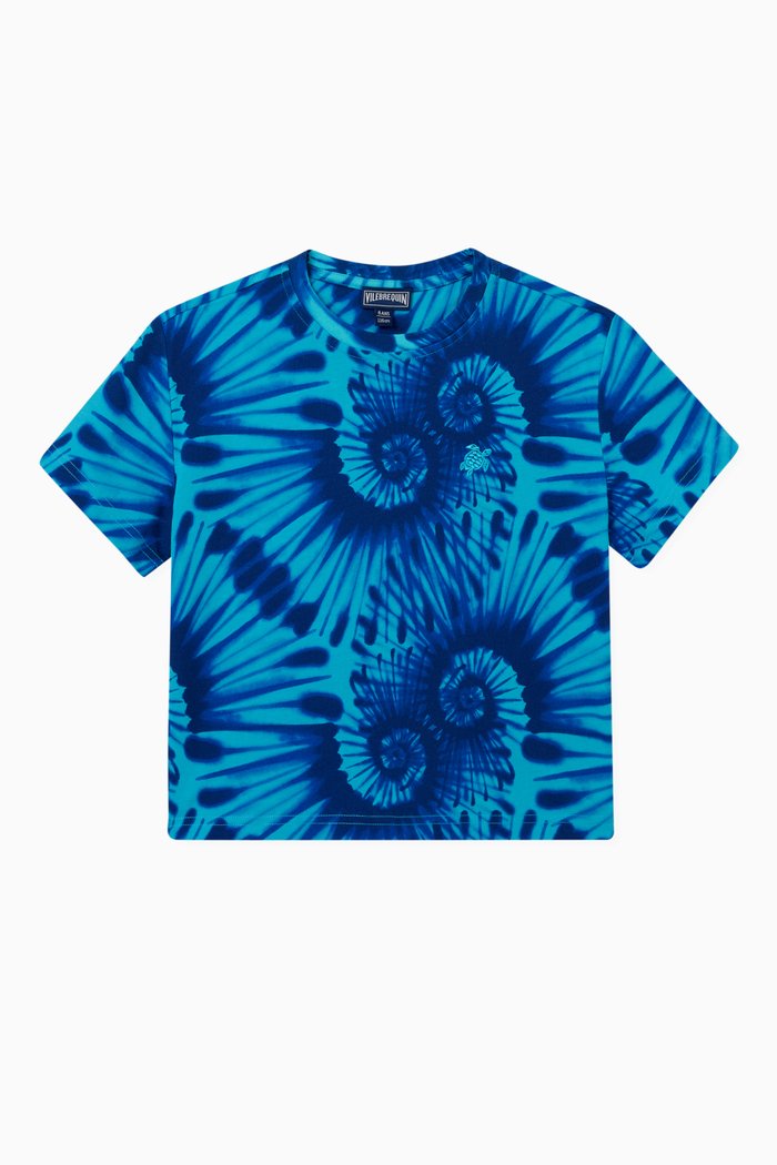 Tie-Dye Print T-shirt in Cotton, Blue