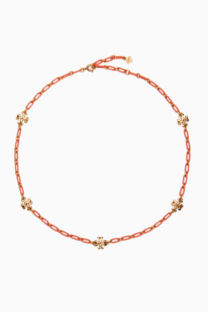 

Roxanne Striped Chain Necklace in 18kt Gold-plated Brass, Multicolour