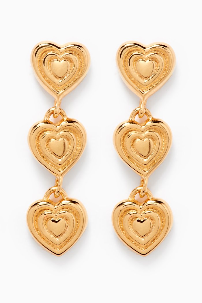 

Good Vibes Heart Drop Earring in 18kt Gold-plated Vermeil