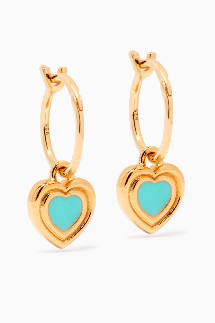 

Good Vibes Heart Earrings in 18kt Gold-plated Vermeil, Blue