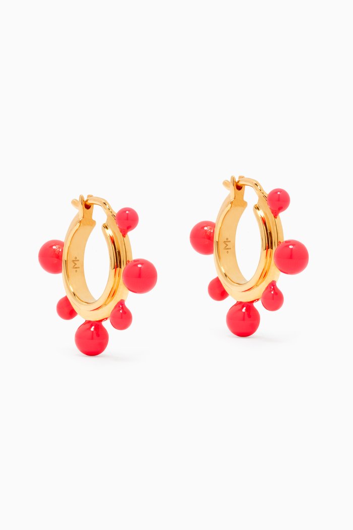 

Small Good Vibes Hoop Earrings in 18kt Recycled Gold-plated Brass, Pink