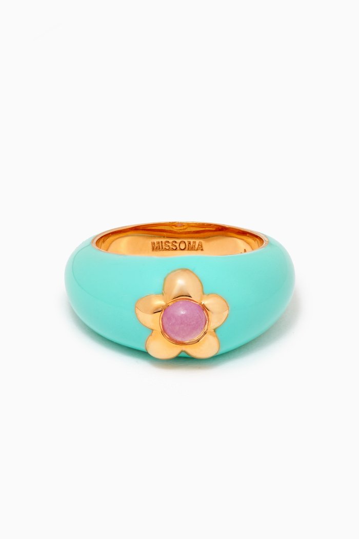 

Good Vibes Quartz Ring in 18kt Recycled Gold-plated Brass, Blue