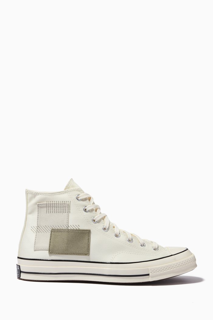 Chuck 70 Patchwork High-top Sneakers in Canvas, White