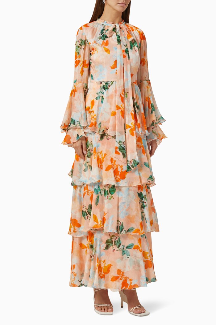 

Ruffled Dress in Chiffon, Orange