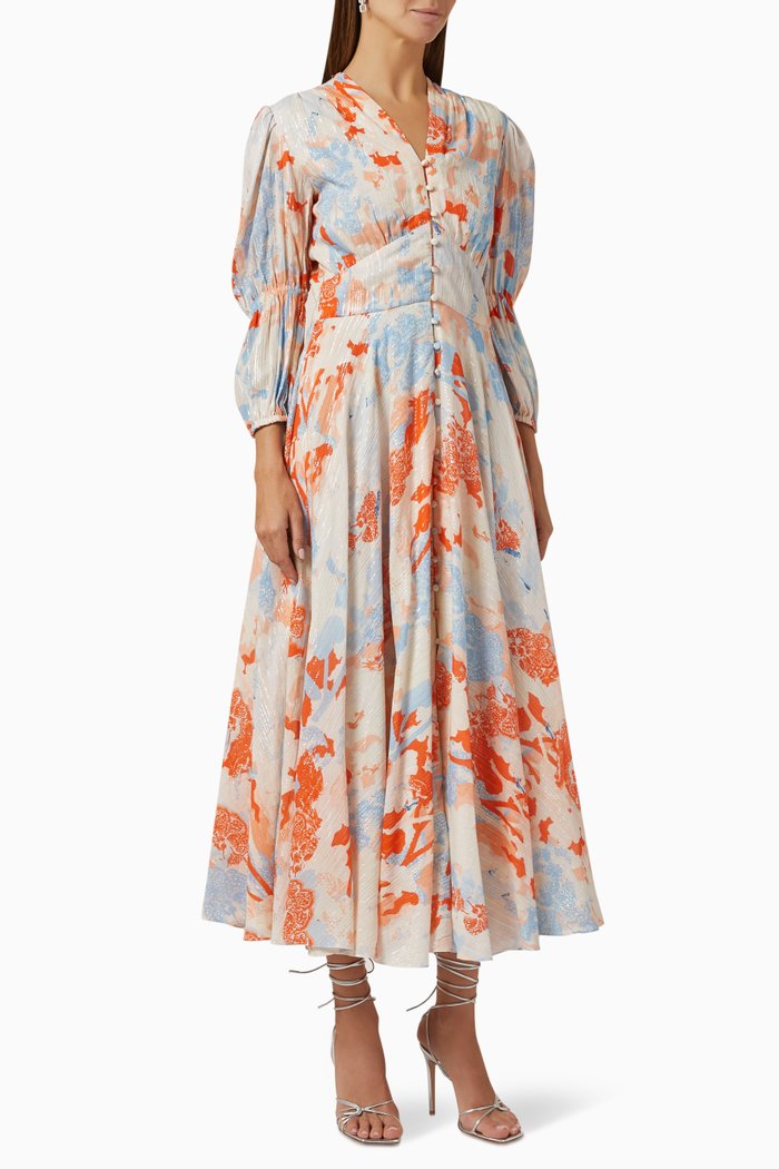 

Midi Dress in Cotton Lurex, Orange