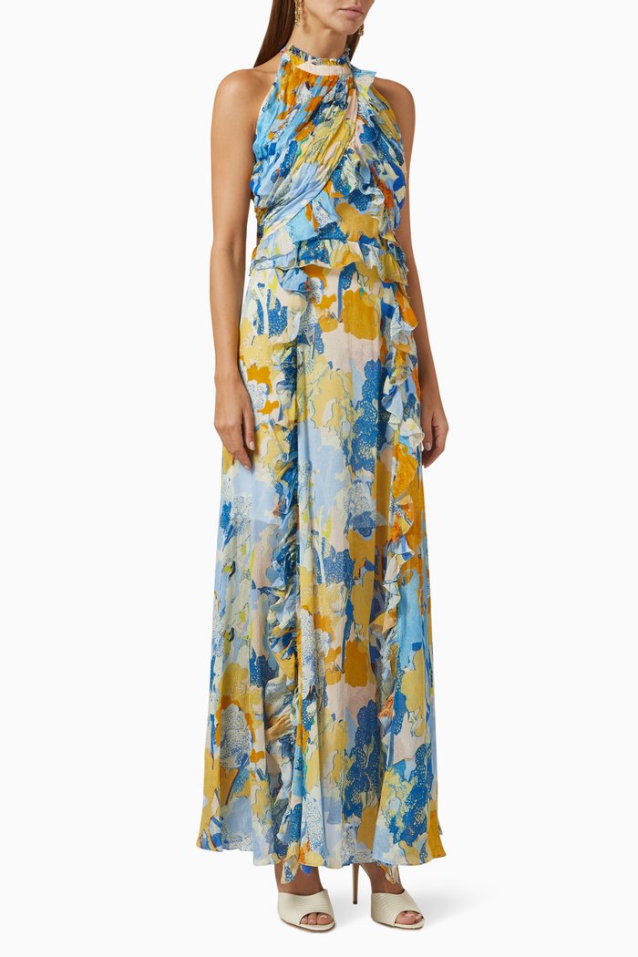

Halter Neck Dress in Chiffon, Blue