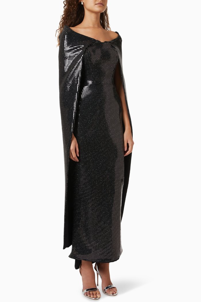 

Chant Cape in Mirrored Crepe, Black