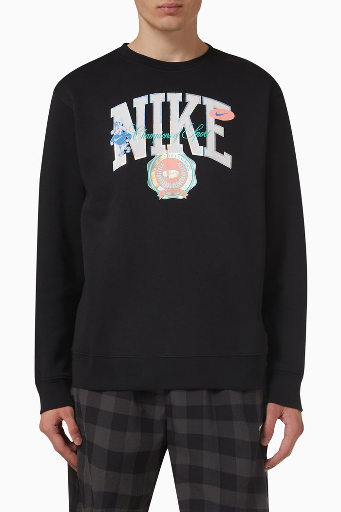

Varsity Sweatshirt in Cotton, Black