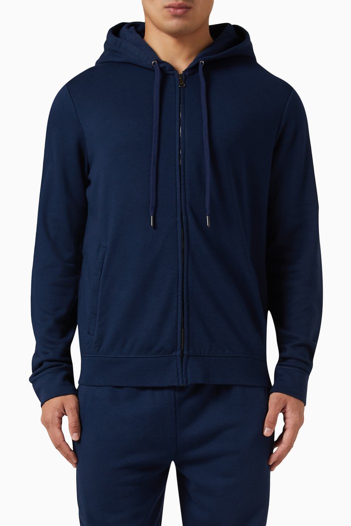 

Quinn Zip-up Hoodie in Cotton-modal Blend, Blue