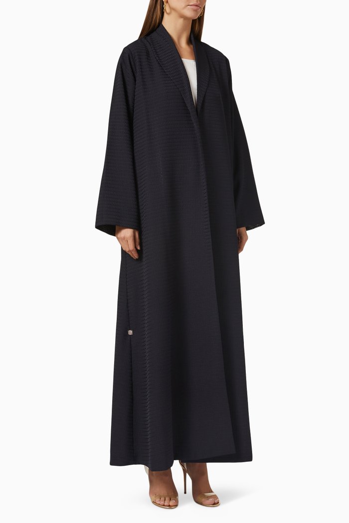 

Shawl Collar Abaya in Textured Crêpe, Blue