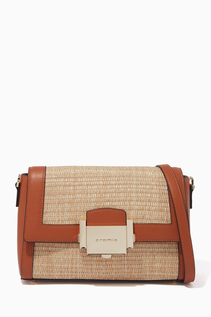 

Naturally Shoulder Bag in Straw & Calfskin, Brown