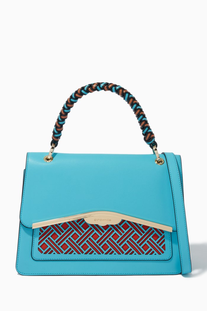 Kaleido Handbag in Calfskin, Blue