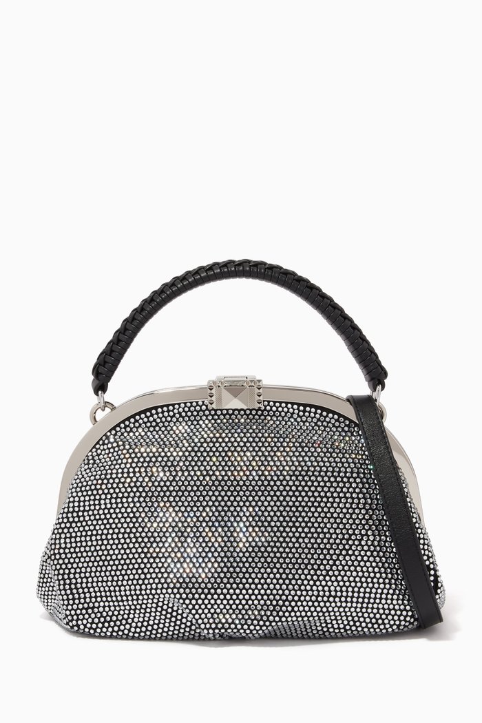 

Dream & Shine Handbag in Crystal-embellished Leather, Black