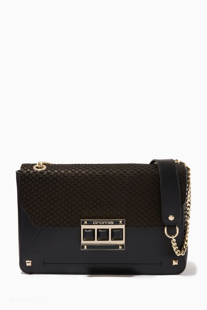 

Mina 2012 Handbag in Python-print Calfskin, Black