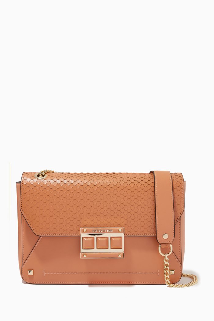 

Mina 2012 Handbag in Python-print Calfskin, Brown