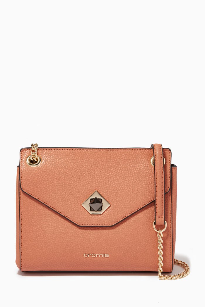 

Shoulder Bag in Deer-print Calfskin, Brown