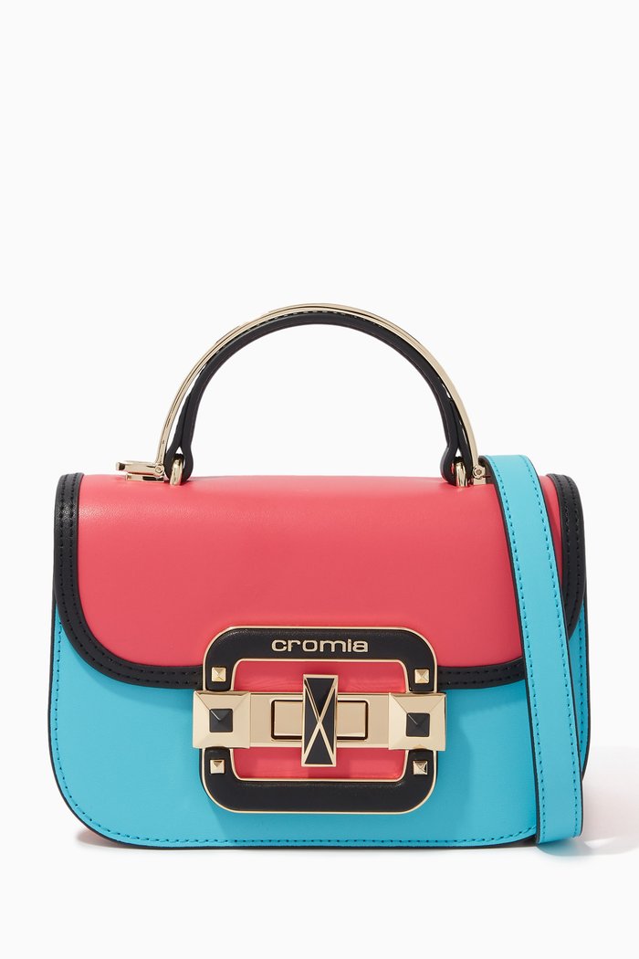 

Handbag in Deer-print Calfskin, Blue