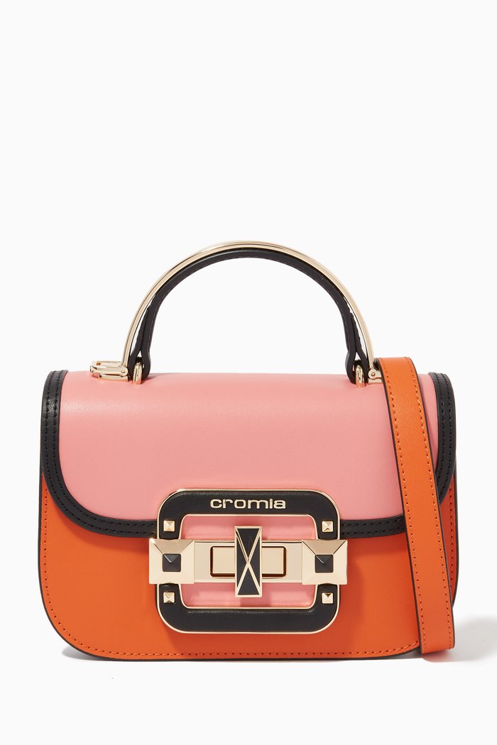 

Handbag in Deer-print Calfskin, Orange