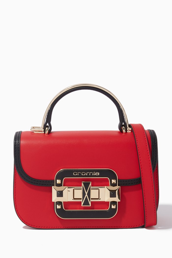 

Handbag in Deer-print Calfskin, Red