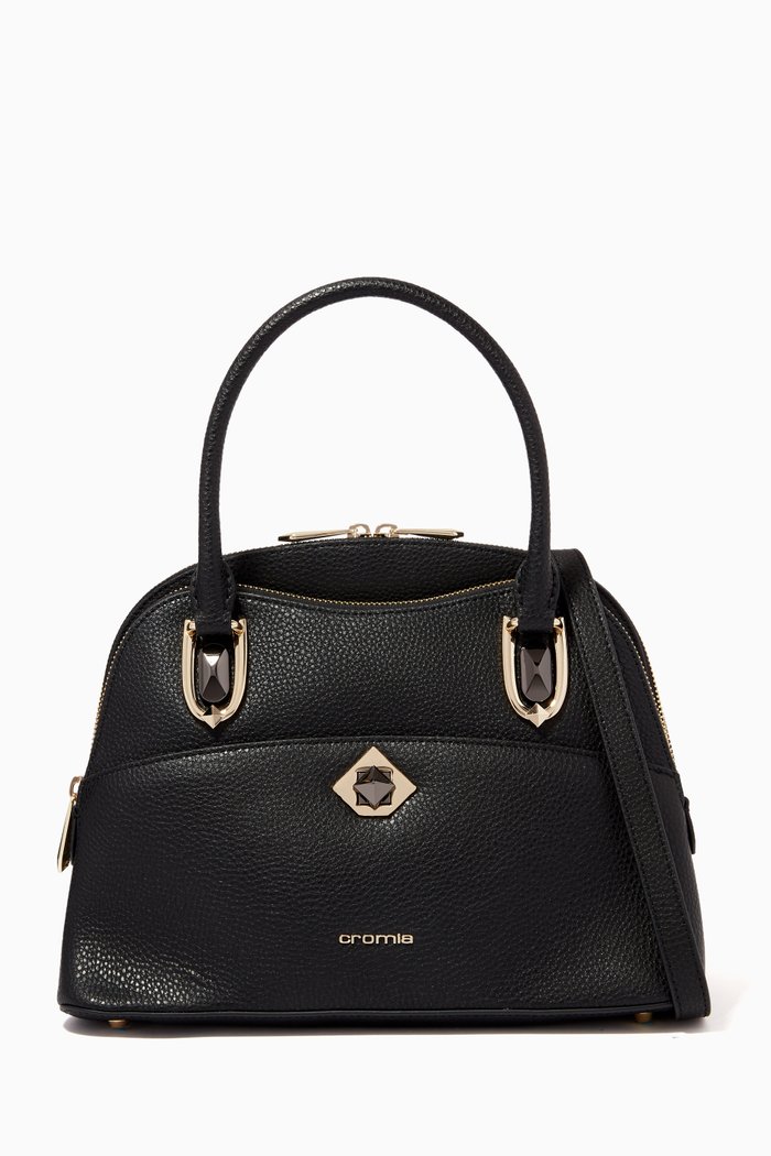 

Handbag in Deer-print Calfskin, Black