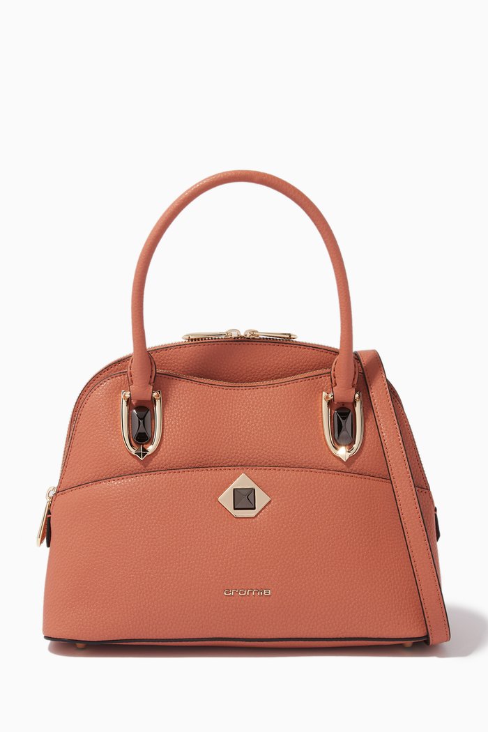 

Handbag in Deer-print Calfskin, Brown