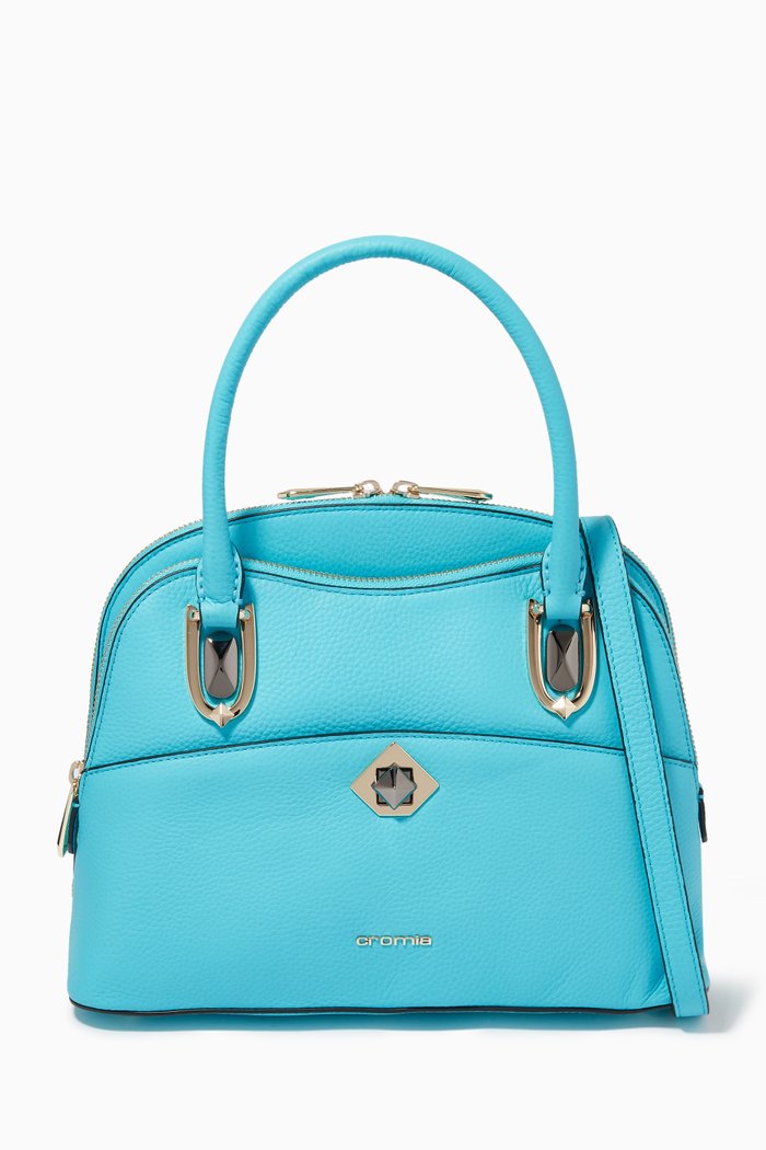 

Handbag in Deer-print Calfskin, Blue
