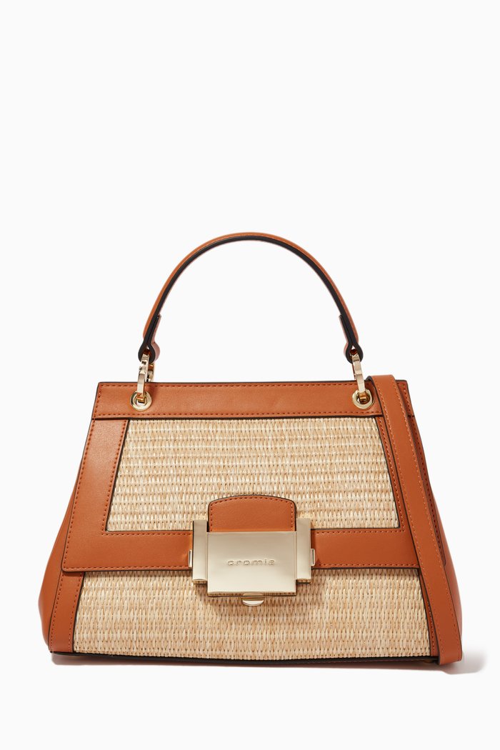 

Naturally Handbag in Straw & Calfskin, Brown