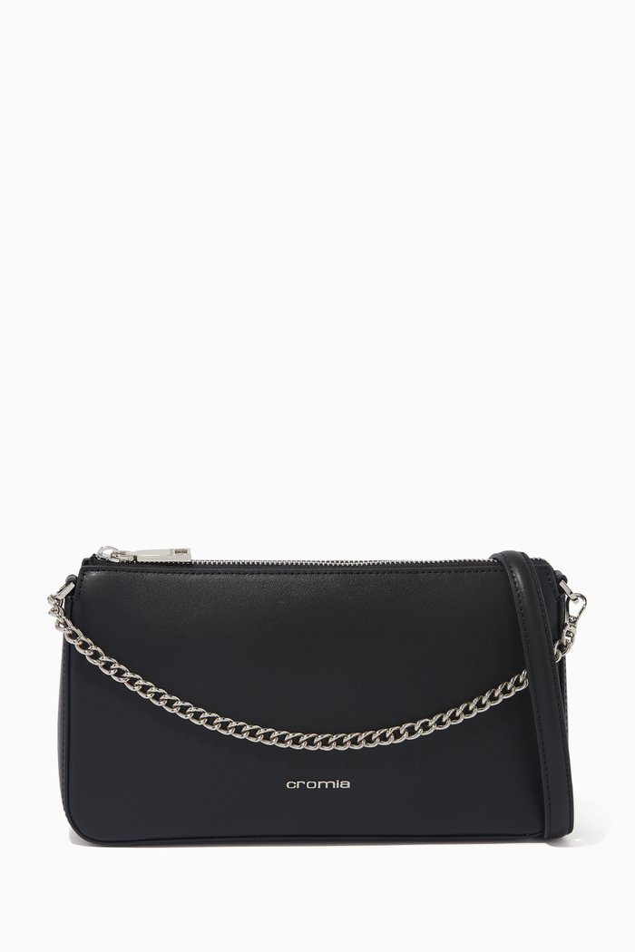 

Shoulder Bag in Deer-print Calfskin, Black