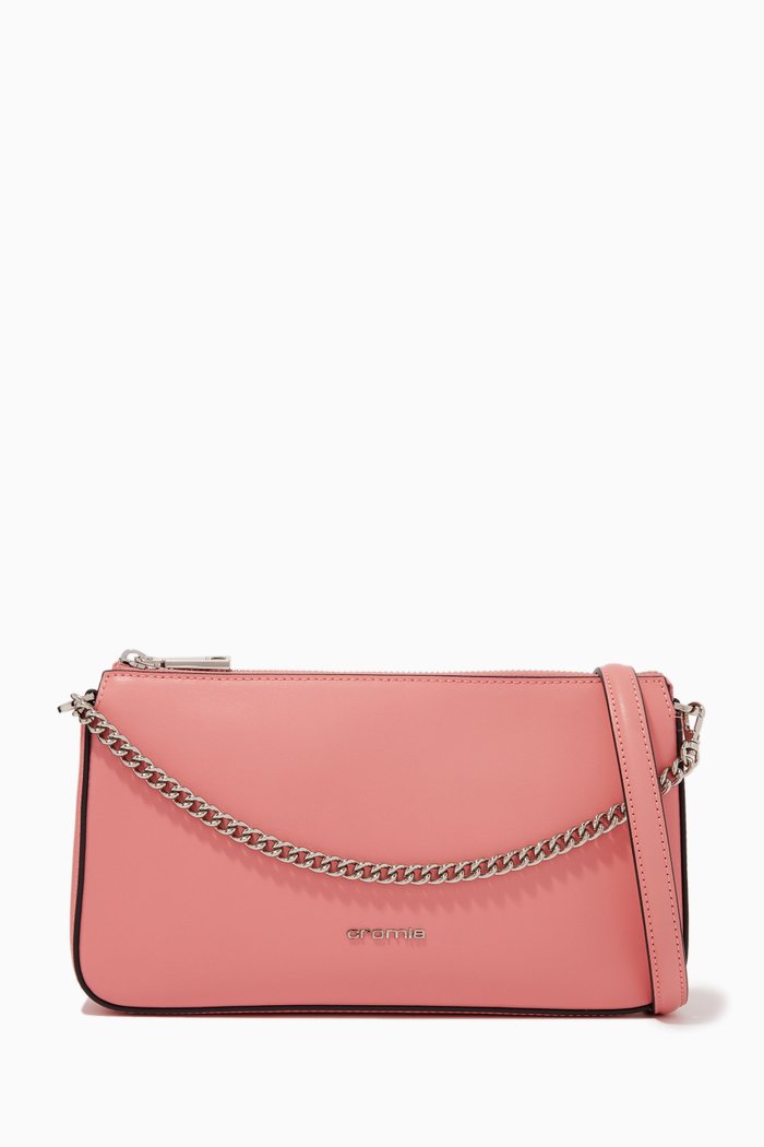 

Shoulder Bag in Deer-print Calfskin, Pink