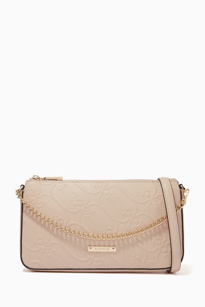

Glam Shoulder Bag in Embossed Calfskin, Pink