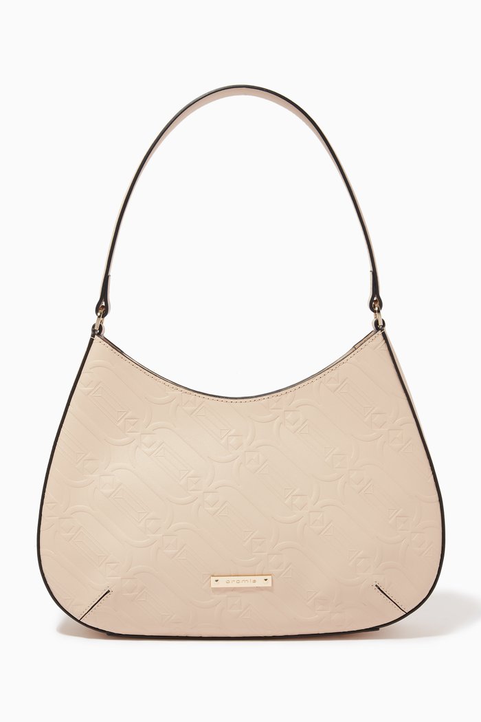 

Glam Hobo Bag in Micrograin Calfskin, Neutral