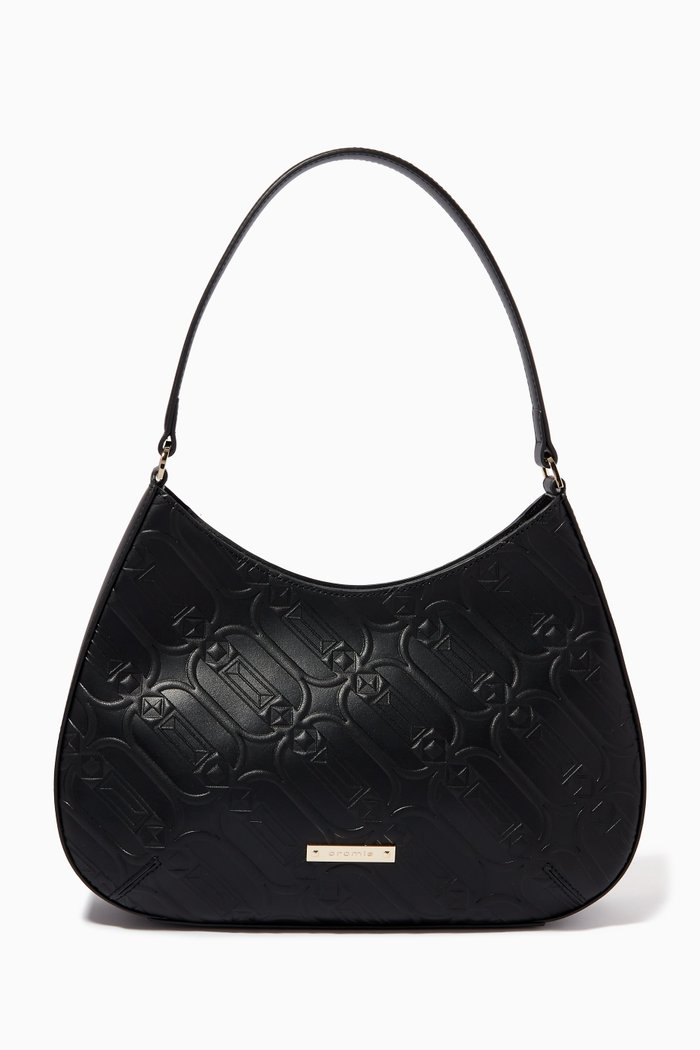 

Glam Hobo Bag in Micrograin Calfskin, Black
