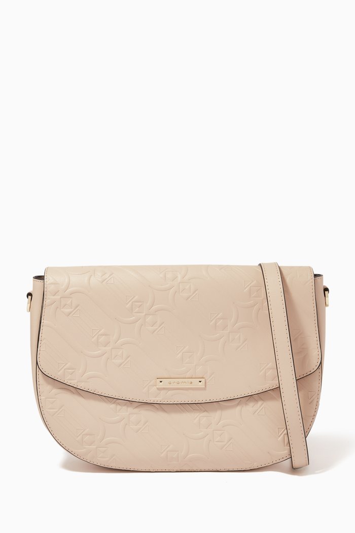 

Shoulder Bag in Embossed Calfskin, Neutral