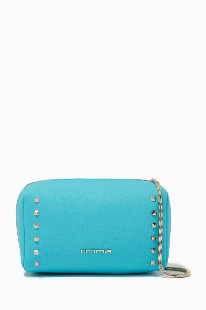 

Mini Pouch Bag in Micrograin Calfskin, Blue