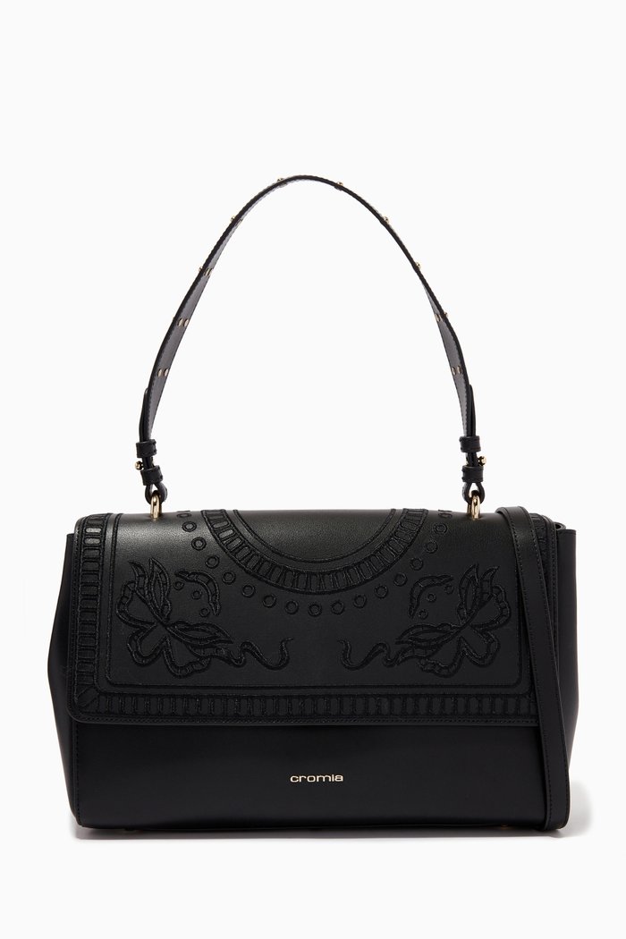 

Shoulder Handbag in Calfskin, Black