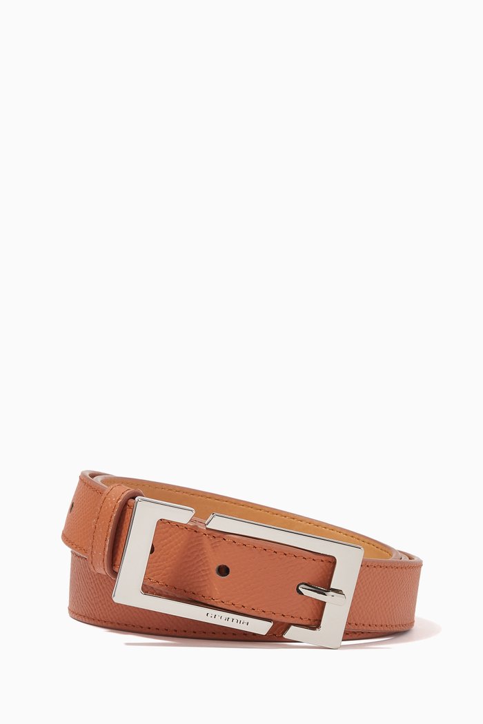 

Round Buckle Belt in Leather, Brown