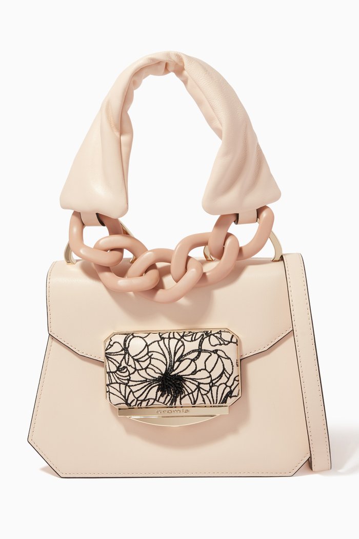 

Oasi Bloom Handbag in Calfskin, Neutral
