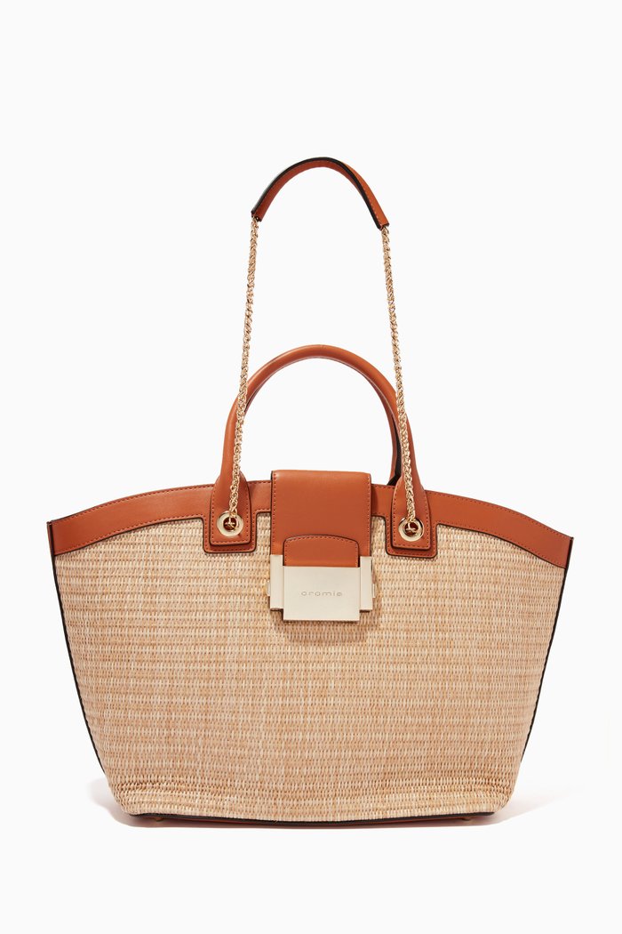 

Naturally Handbag in Straw & Calfskin, Brown