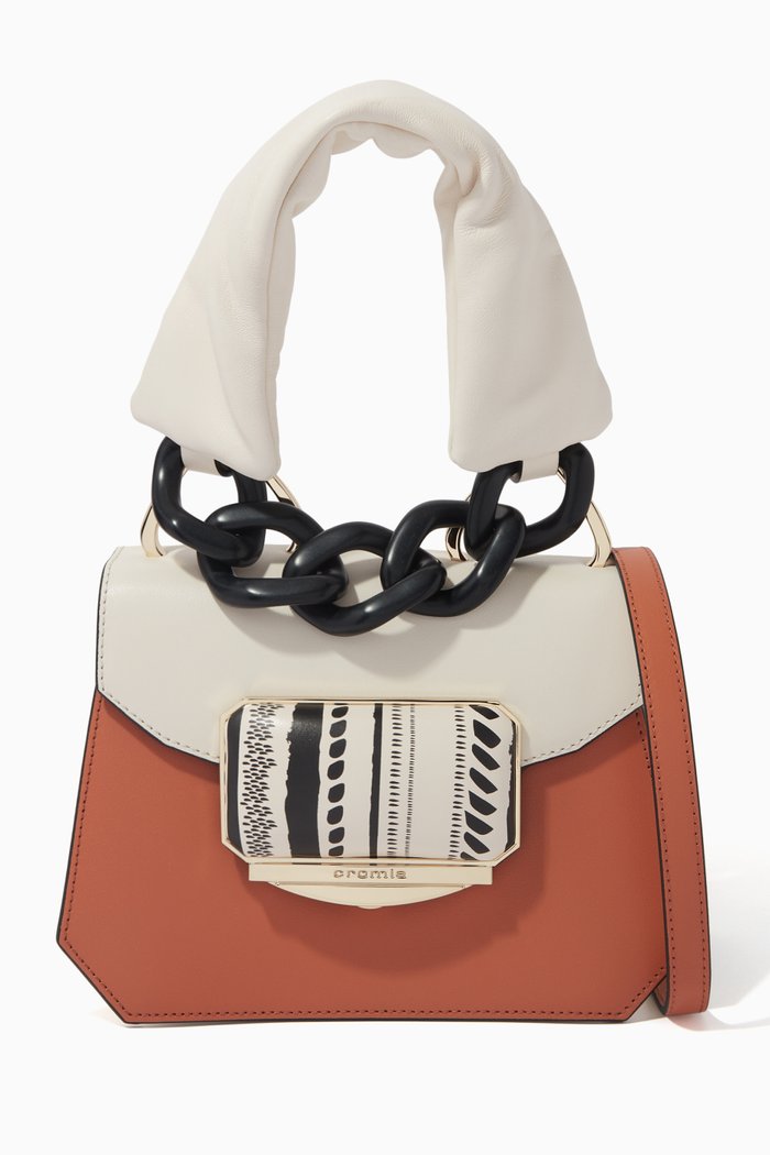 

Oasi Bloom Handbag in Calfskin, Brown