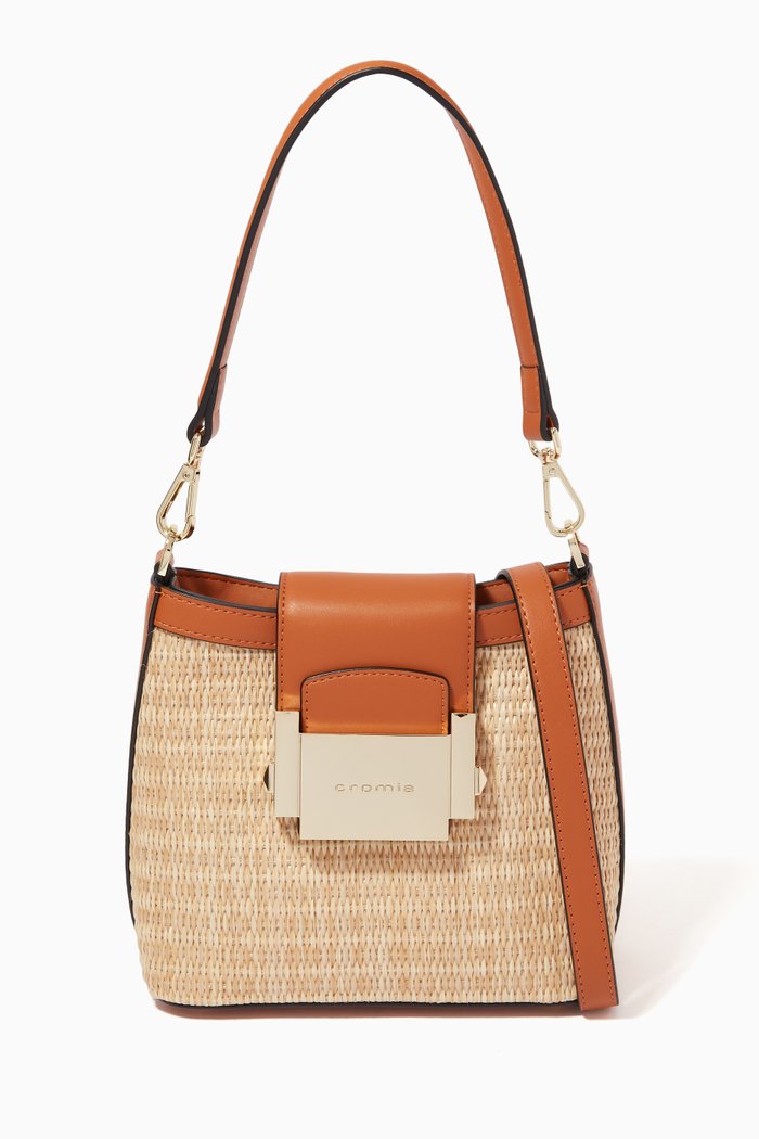 

Naturally Handbag in Straw & Calfskin, Brown