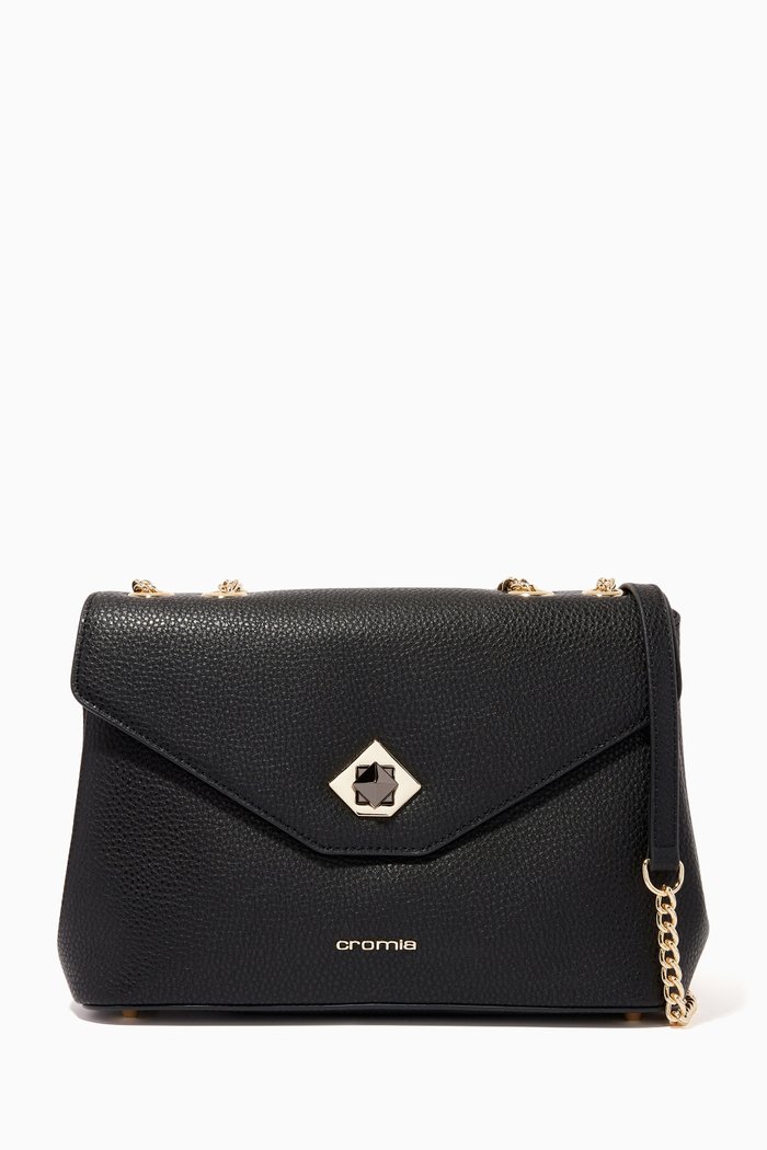

Mina 2012 Shoulder Bag in Deer-print Calfskin, Black