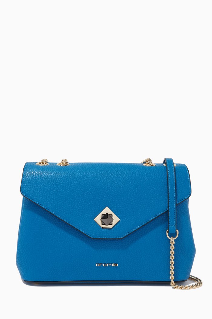 

Mina 2012 Shoulder Bag in Deer-print Calfskin, Blue