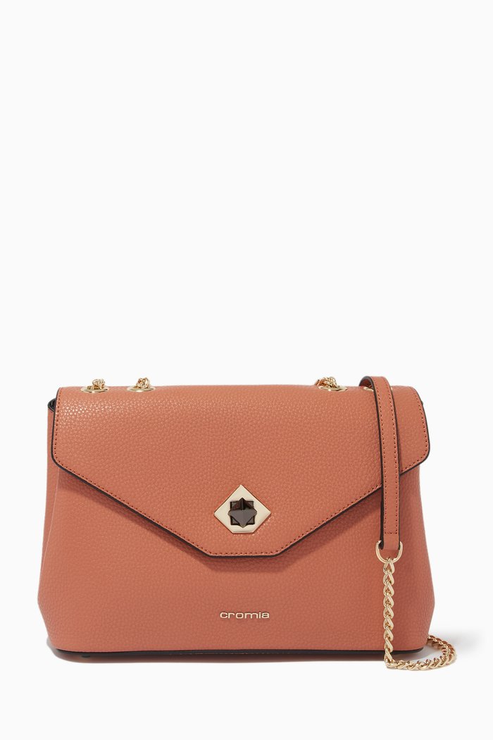 Mina 2012 Shoulder Bag in Deer-print Calfskin, Brown