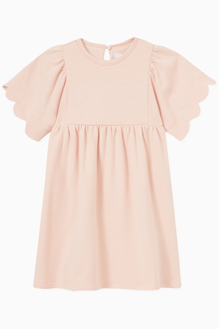 

Scallop Dress in Cotton, Pink