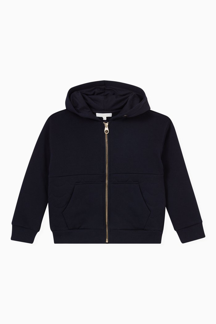 

Zipped Hoodie in Cotton, Blue
