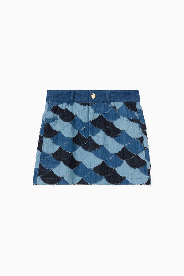 

Skirt in Patchwork Denim, Blue